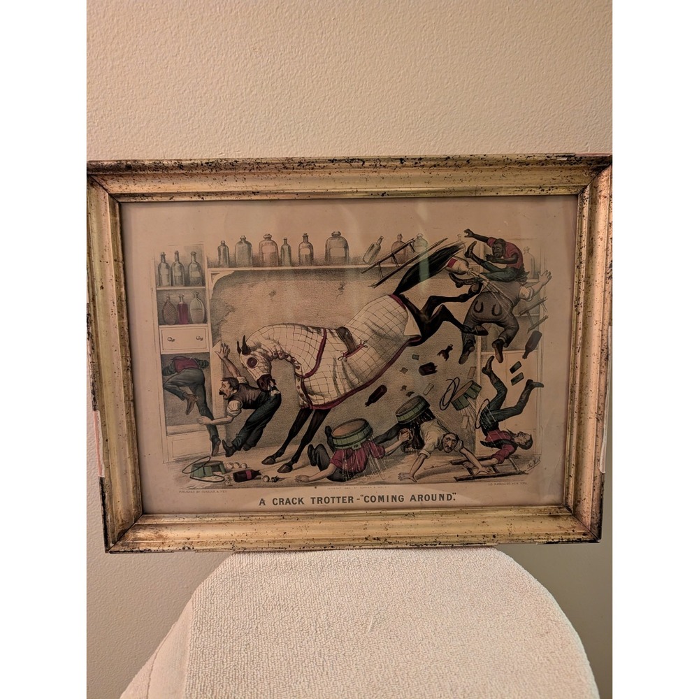 RARE 1880 Currier & Ives "Crack Trotter" Thomas Worth Horse Prints Kennedy